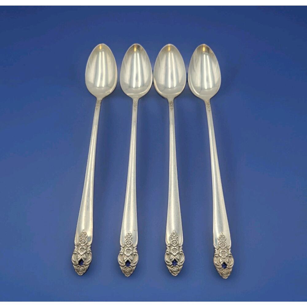 Oneida Prestige DISTINCTION Set 4 Iced Teaspoons Silverplate Flatware Rare